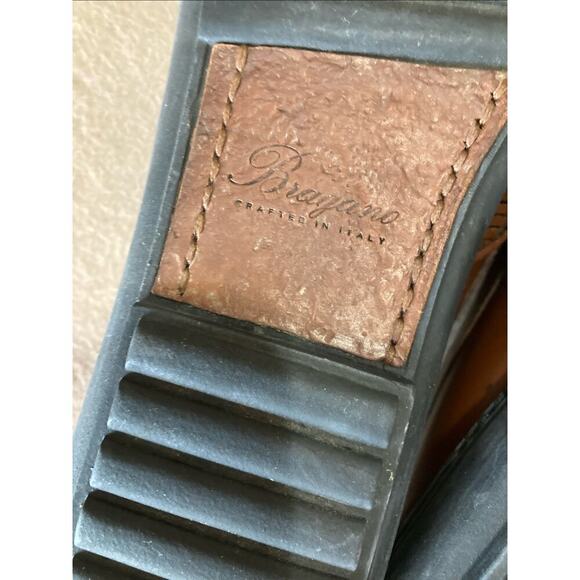 BRAGANO Men’s Leather Basket Weave Loafer Slip On Shoes Size 9 M Brown Italian ￼ - Picture 8 of 9